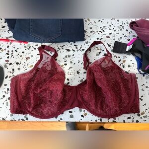 Elegant Lace Underwire Bra - Burgundy